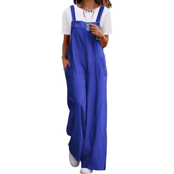 Women's Pants Wide Leg Jumpsuits with Pockets Royal Blue